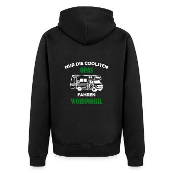 Nur die coolsten Opas fahren Wohnmobil - Unisex Premium Bio Zip Hoodie - Schwarz - Hinten - Nico (187cm)