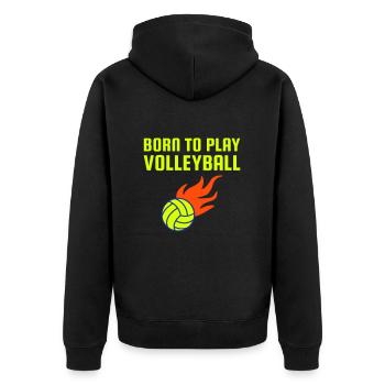 Born to play volleyball (Volleyball mit Flammen) - Unisex Premium Organic Zip Hoodie - black - Back - Nico (187cm)