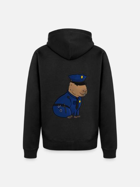 Policeman Capybara - Unisex Premium Organic Zip Hoodie - black