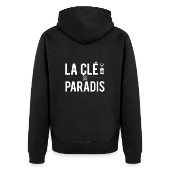 La clé du paradis ouvre bouteille vin humour - Veste à capuche bio Premium Unisexe - noir - Dos - Nico (187cm)