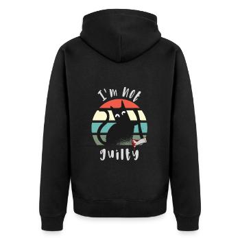 I'm not guilty, Innocent Cat with axe - Unisex Premium Organic Zip Hoodie - black - Back - Nico (187cm)