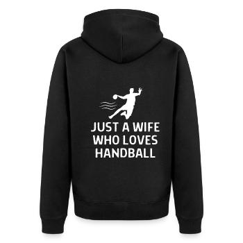 Handball Handballer Spruch Geschenk - Unisex Premium Bio Zip Hoodie - Schwarz - Hinten - Nico (187cm)