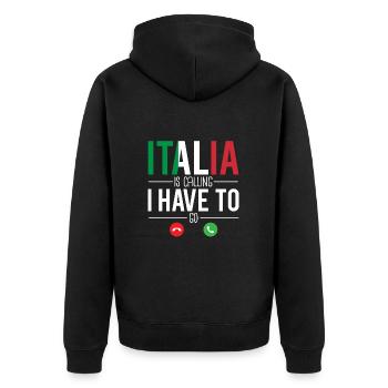 L'italie m'appelle je dois y aller italien humour - Veste à capuche bio Premium Unisexe - noir - Dos - Nico (187cm)
