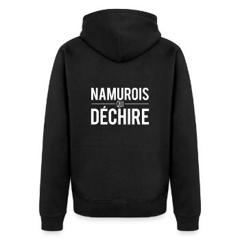 Namurois qui déchire habitant namur ville belgique - Veste à capuche bio Premium Unisexe - noir - Dos - Nico (187cm)