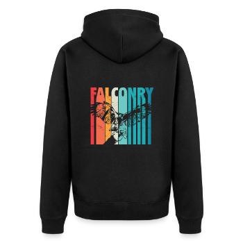 Falknerei - Unisex Premium Bio Zip Hoodie - Schwarz - Hinten - Nico (187cm)