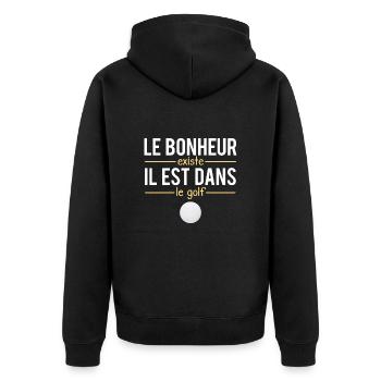 Le Bonheur Existe Blague Golfeur Golf Humour - Veste à capuche bio Premium Unisexe - noir - Dos - Nico (187cm)