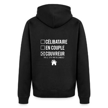 Couvreur célibataire blague couvreur humour - Veste à capuche bio Premium Unisexe - noir - Dos - Nico (187cm)