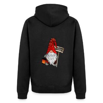 Glücks Wichtel – Weihnachtsgnom - Unisex Premium Bio Zip Hoodie - Schwarz - Hinten - Nico (187cm)
