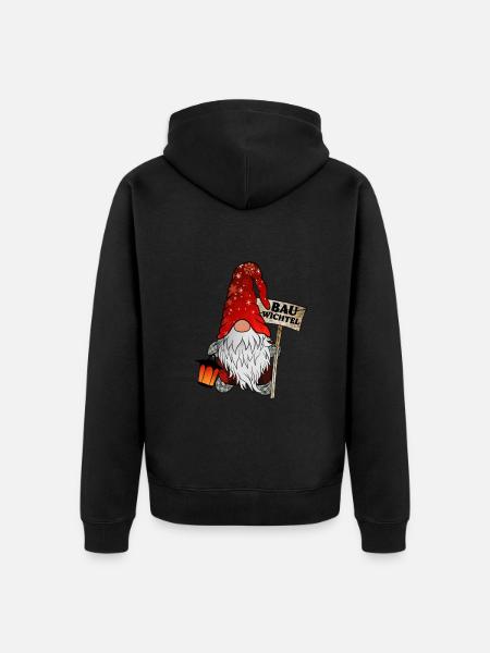 Bau Wichtel – Bauarbeiter Gnome - Unisex Premium Bio Zip Hoodie - Schwarz