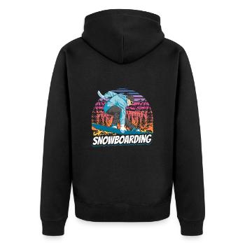 Snowboarding Retro - Unisex Premium Bio Zip Hoodie - Schwarz - Hinten - Nico (187cm)