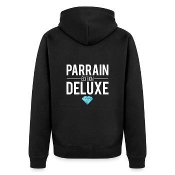 Parrain édition deluxe meilleure parrain humour - Veste à capuche bio Premium Unisexe - noir - Dos - Nico (187cm)