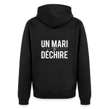 Un mari qui déchire cadeau meilleur mari humour - Veste à capuche bio Premium Unisexe - noir - Dos - Nico (187cm)