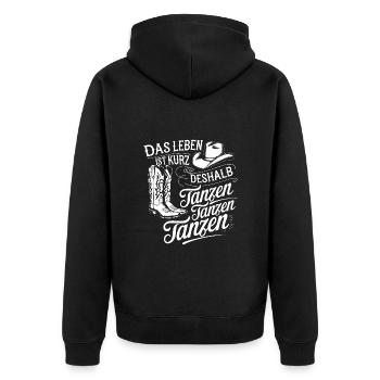 Das Leben ist kurz - nutze es zum Tanzen - Unisex Premium Bio Zip Hoodie - Schwarz - Hinten - Nico (187cm)