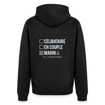 Célibataire En Couple Métier Marin Humour - Veste à capuche bio Premium Unisexe - noir - Dos - Nico (187cm)