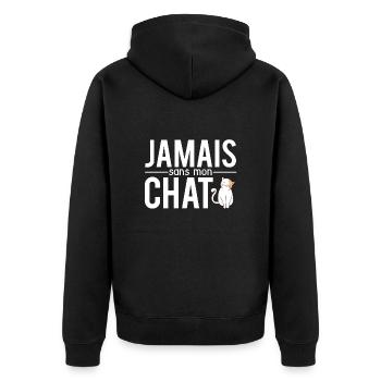 Jamais sans mon chat propriétaire chat humour - Veste à capuche bio Premium Unisexe - noir - Dos - Nico (187cm)