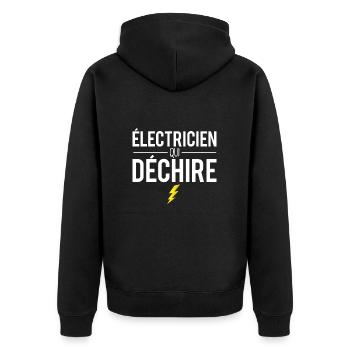 Électricien qui déchire blague métier humour - Veste à capuche bio Premium Unisexe - noir - Dos - Nico (187cm)