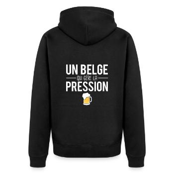 Un belge qui gère la pression belgique bière - Veste à capuche bio Premium Unisexe - noir - Dos - Nico (187cm)