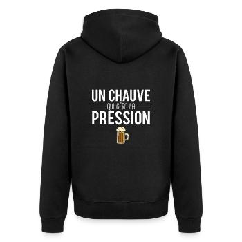 Un chauve qui gère la pression homme chauve humour - Veste à capuche bio Premium Unisexe - noir - Dos - Nico (187cm)