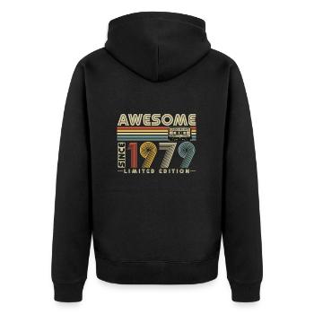 Großartig seit 1979 Jahrgang Geburtstag Retro - Unisex Premium Bio Zip Hoodie - Schwarz - Hinten - Nico (187cm)