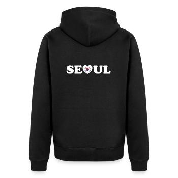 Seoul Love Heart Taegeukgi Flag - Unisex Premium Organic Zip Hoodie - black - Back - Nico (187cm)