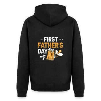 First Father's Day - Unisex Premium Bio Zip Hoodie - Schwarz - Hinten - Nico (187cm)