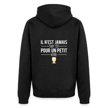 Il n'est jamais trop tôt pour un petit verre jaune - Veste à capuche bio Premium Unisexe - noir - Dos - Nico (187cm)