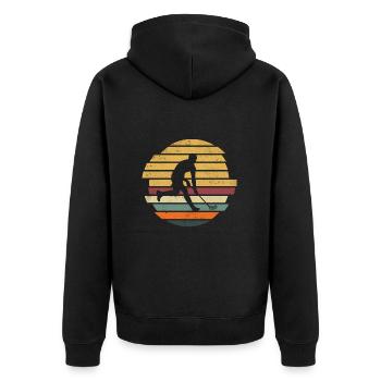 Floorball Player Floorball Floorball Player - Unisex Premium Organic Zip Hoodie - black - Back - Nico (187cm)