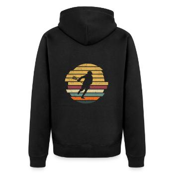 Lacrosse Retro Lacrosse Player LAX - Unisex Premium Organic Zip Hoodie - black - Back - Nico (187cm)