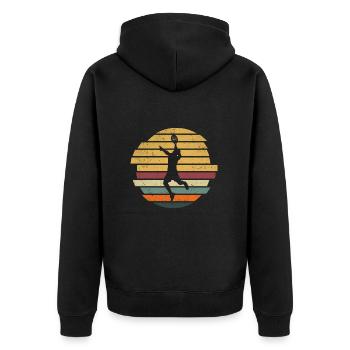 Padel Spieler Vintage Padelspieler Padel-Tennis - Unisex Premium Bio Zip Hoodie - Schwarz - Hinten - Nico (187cm)