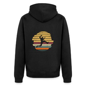Retro Parkour Läufer Freerunner Freerunning - Unisex Premium Bio Zip Hoodie - Schwarz - Hinten - Nico (187cm)
