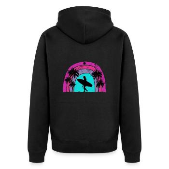 Surf retro sunset - Unisex Premium Organic Zip Hoodie - black - Back - Nico (187cm)