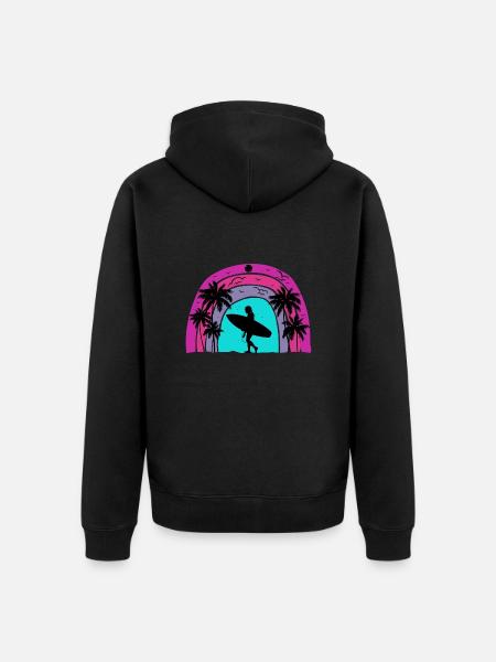 Surf retro sunset - Unisex Premium Organic Zip Hoodie - black