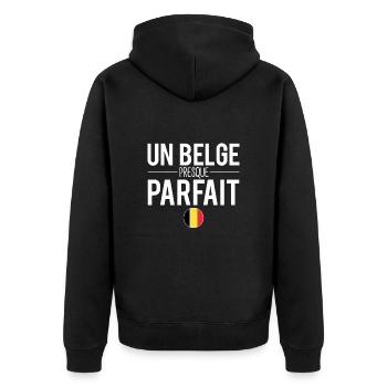 Un belge presque parfait blague belgique humour - Veste à capuche bio Premium Unisexe - noir - Dos - Nico (187cm)