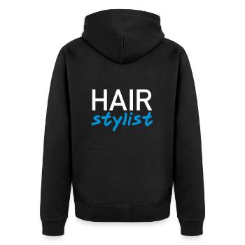 Hair stylist - Unisex Premium Bio Zip Hoodie - Schwarz - Hinten - Nico (187cm)