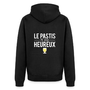 Le pastis me rend heureux jaune alcool apéro - Veste à capuche bio Premium Unisexe - noir - Dos - Nico (187cm)