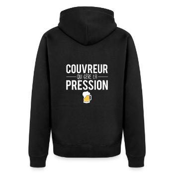 Couvreur qui gère la pression métier profession - Veste à capuche bio Premium Unisexe - noir - Dos - Nico (187cm)
