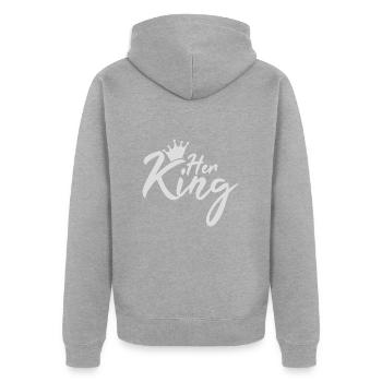 Sa tenue de couple King King Queen - Veste à capuche bio Premium Unisexe - gris chiné - Dos - Nico (187cm)