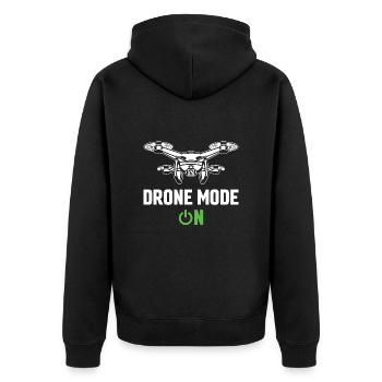 Drohnen-Modus Ein - Unisex Premium Bio Zip Hoodie - Schwarz - Hinten - Nico (187cm)