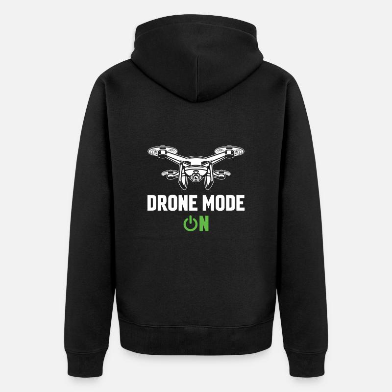 Drone Mode On - Unisex Premium Organic Zip Hoodie - black