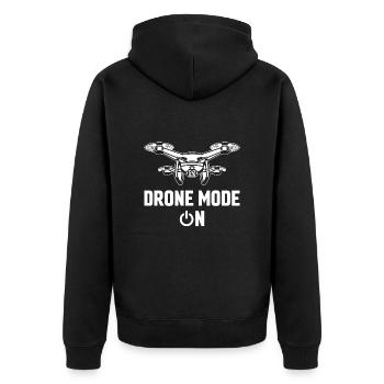 Drohnen-Modus Ein - Unisex Premium Bio Zip Hoodie - Schwarz - Hinten - Nico (187cm)