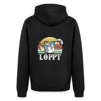 Loppt Sailor - Unisex Premium Bio Zip Hoodie - Schwarz - Hinten - Nico (187cm)