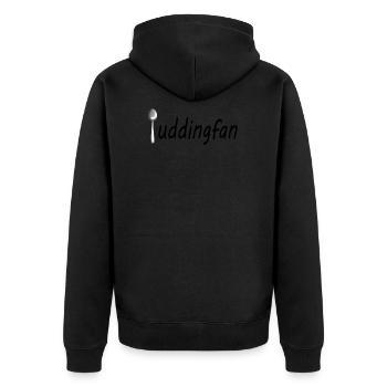 Puddingfan - Unisex Premium Bio Zip Hoodie - Schwarz - Hinten - Nico (187cm)
