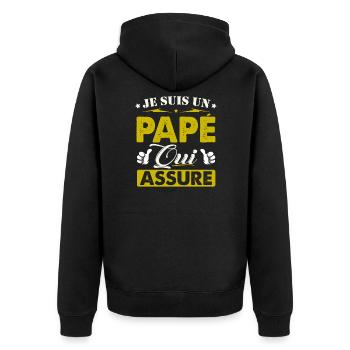 Cadeau Papé Je suis un Papé qui Assure - Veste à capuche bio Premium Unisexe - noir - Dos - Nico (187cm)