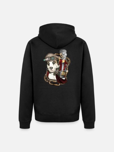Steampunk Dog # 1 - Unisex Premium Organic Zip Hoodie - black