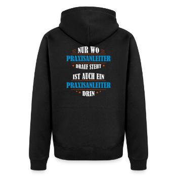 Praxisanleiter Beruf Geschenk - Unisex Premium Bio Zip Hoodie - Schwarz - Hinten - Nico (187cm)