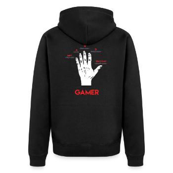 Gamer T-shirt Gamers handback - Veste à capuche bio Premium Unisexe - noir - Dos - Nico (187cm)