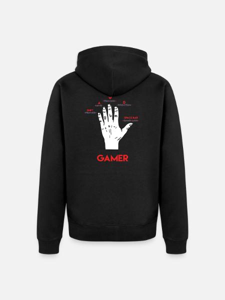 Gamer T-shirt Gamers handback - Veste à capuche bio Premium Unisexe - noir