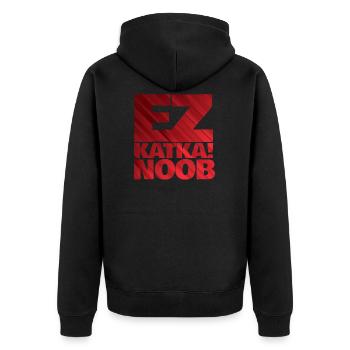 ez katka - Unisex Premium Bio Zip Hoodie - Schwarz - Hinten - Nico (187cm)