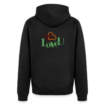 I love you schönes Shirt als Liebes-Geschenk - Unisex Premium Bio Zip Hoodie - Schwarz - Hinten - Nico (187cm)