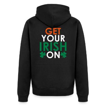 Get your irish on - Unisex Premium Bio Zip Hoodie - Schwarz - Hinten - Nico (187cm)